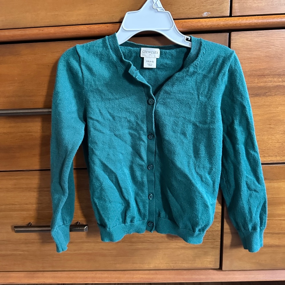 Crewcuts Green Cardigan Sweater, size 4/5